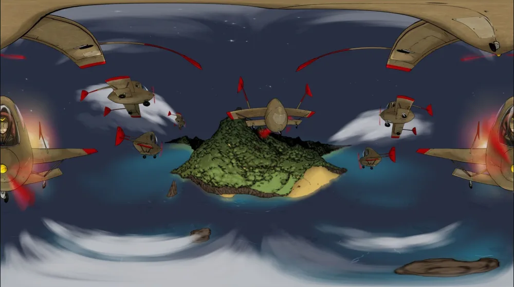 A panoramic scene from the virtual reality comic Magnetique